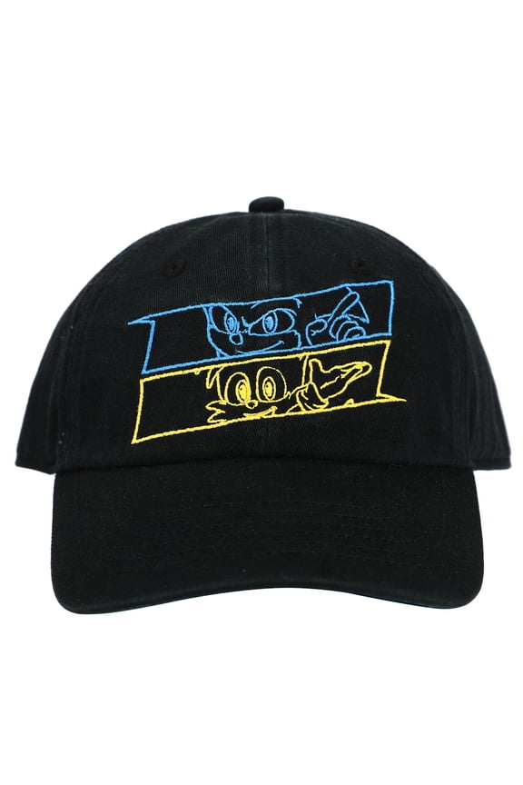 Sega Sonic Movie Video Game Series Graphic Print Text Black Snapback Hat