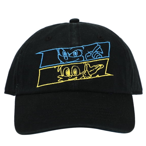 Sega Sonic Movie Video Game Series Graphic Print Text Black Snapback Hat