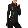 thumbnail image 1 of Women's Long Sleeve Workout Tops Zip Thumb Hole Athletic Running Sweatshirt Pullover, 1 of 6