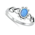 thumbnail image 4 of CHOOSE YOUR COLOR Heart Blue Simulated Opal Wholesale Ring .925 Sterling Silver Band CZ Female Size 4, 4 of 4