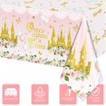 thumbnail image 3 of 3PCS Princess Party Tablecloths for Girls Kids Baby Shower 1st Birthday Fairy Tale Castle Themed Table Cover Once Upon a Time Party Decorations Party Table Cloth, 3 of 12