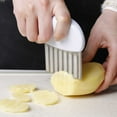 thumbnail image 4 of Ikohbadg Crinkle Cutter Garnishing Knife for Dough, French Fry Potato Cutter Stainless Steel Zig Zag Gadget Waves Chopper Knife, Crinkle Cutter for Veggies Chip Blade Cooking Tools, White, 4 of 9