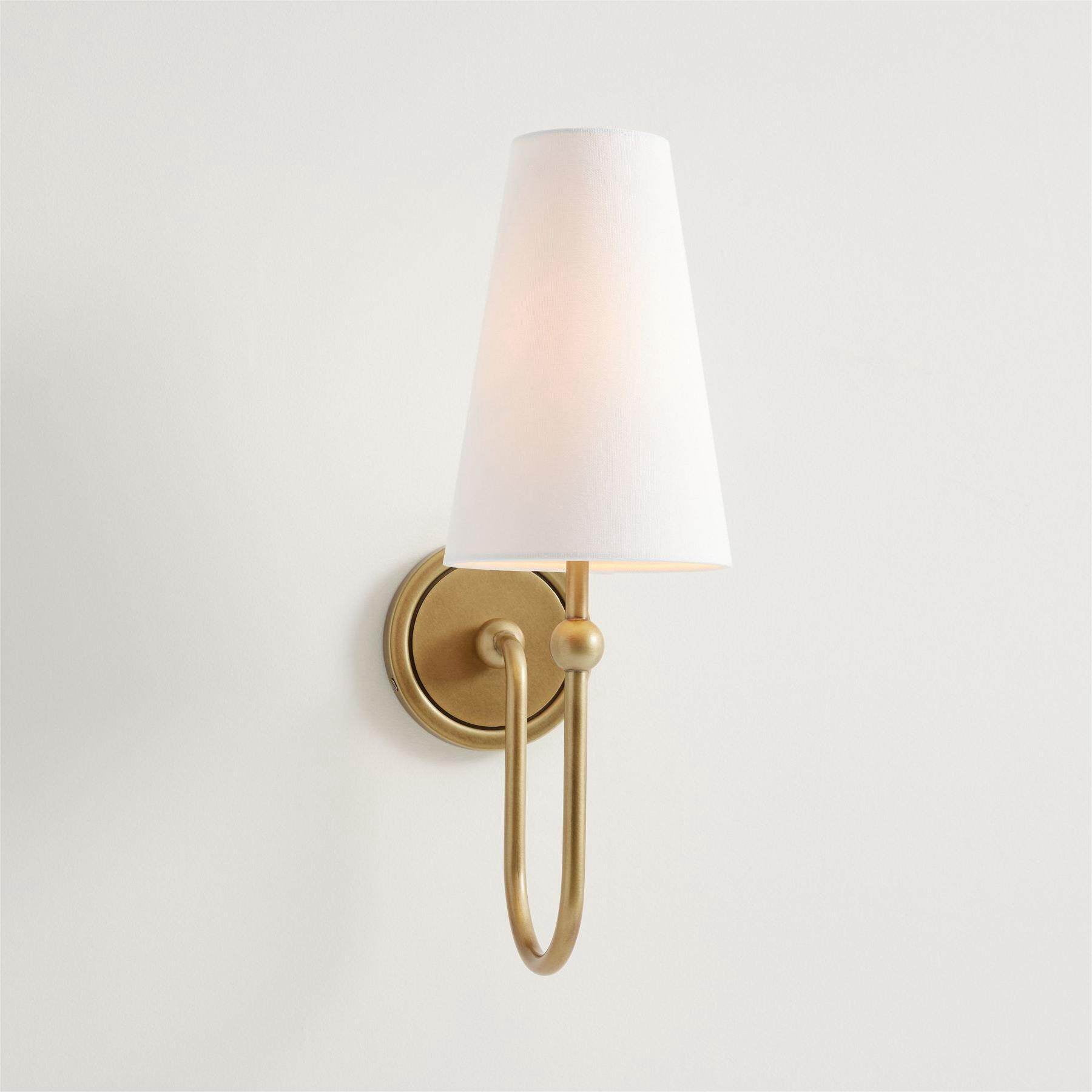French Vintage Brass Wall Sconce, Linen Shade Bedroom Bedside Lamp, Living Room Hallway Cafe Lighting, Minimalist Artisan Ambient Light Fixture