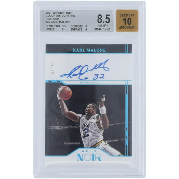 Karl Malone Utah Jazz Autographed 2021-22 Panini Noir Platinum #ANC-KML #6/10 BGS Authenticated 8.5/10 Card - 9.5,8,9,9 Subgrades - Fanatics Authentic Certified