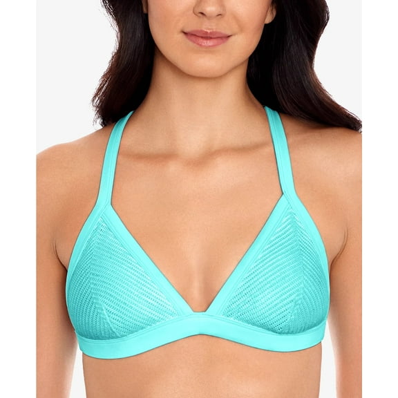 Salt   Cove AQUA Crochet X-Back Triangle Bikini Swim Top, US Large