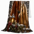 thumbnail image 2 of Peaceful Winter Forest Horse Painting, Rustic Farmhouse Horse Scene, Warm Flannel Blanket for Ranch House and Living Room, Horse Lovers Housewarming Gift, Rustic Home Decor, 2 of 9