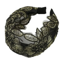 1 Pc Elegant Embroidery Lace Wide Hairband for Women for Girls 5.91"x5.12" Champagne