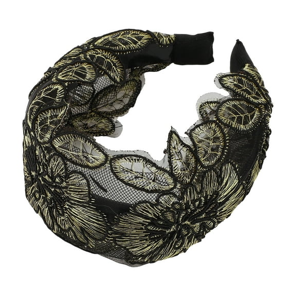 1 Pc Elegant Embroidery Lace Wide Hairband for Women for Girls 5.91"x5.12" Champagne