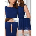 thumbnail image 5 of DARING DIVA Lace Boat Neck Vintage Cocktail Midi Dress L Dark Blue, 5 of 6