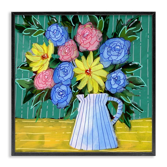 Stupell Industries Eclectic Bright Pop Bouquet Black Framed Giclee Art, 12 x 12, by Regina Moore