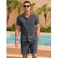 thumbnail image 3 of COOFANDY Men's 2 Pieces Short Set Short Sleeve Button Down Shirts Casual Beach Outfits, 3 of 6