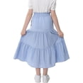 thumbnail image 3 of Maxi Ruffled Skorts for Girls Button Front High Waisted Long Skirt with Belt and Pocket, 3 of 5