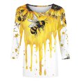 thumbnail image 5 of JTZGDY Fashion 3/4 Length Sleeve Crewneck T-Shirts for Women Cute Bee Printed Summer Tunic Tops Loose Oversized Graphic Holiday Gift Tees Blouse Yellow#02 S, 5 of 6