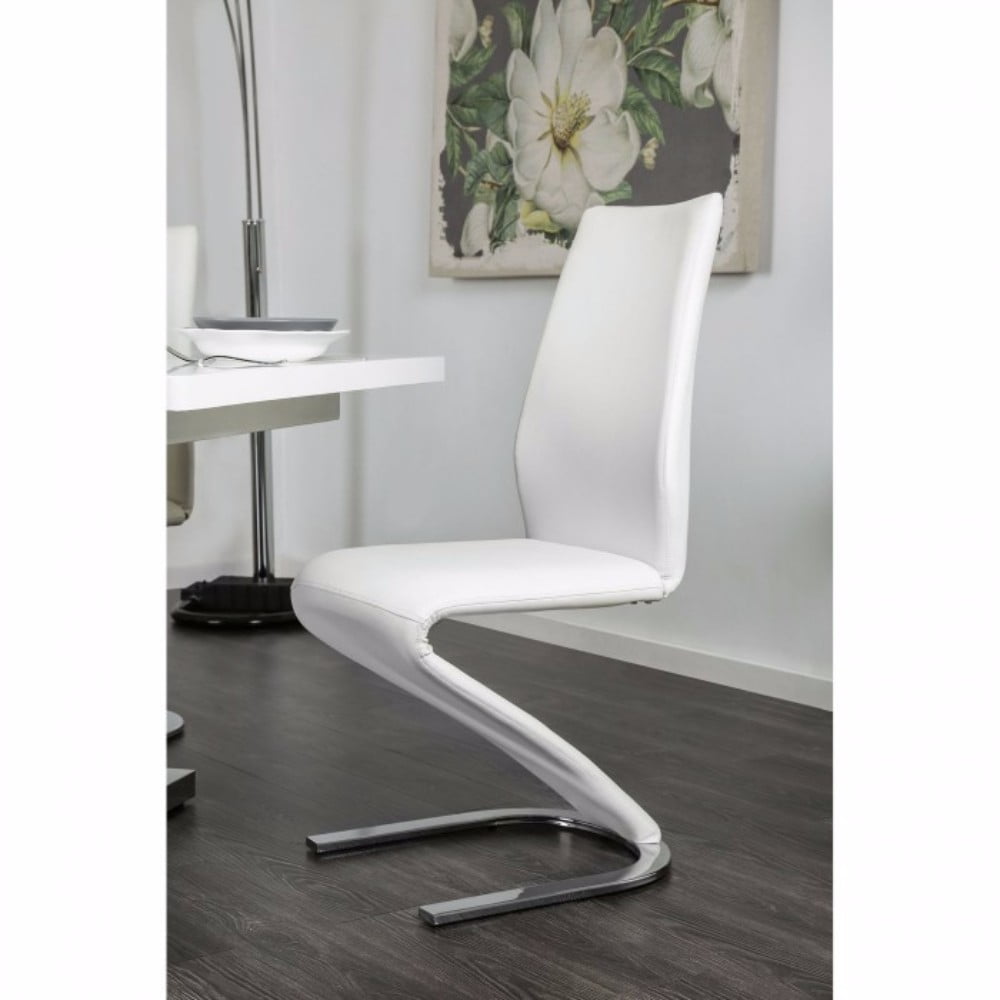 Contemporary ZShaped Side Chair, White, Set Of 2