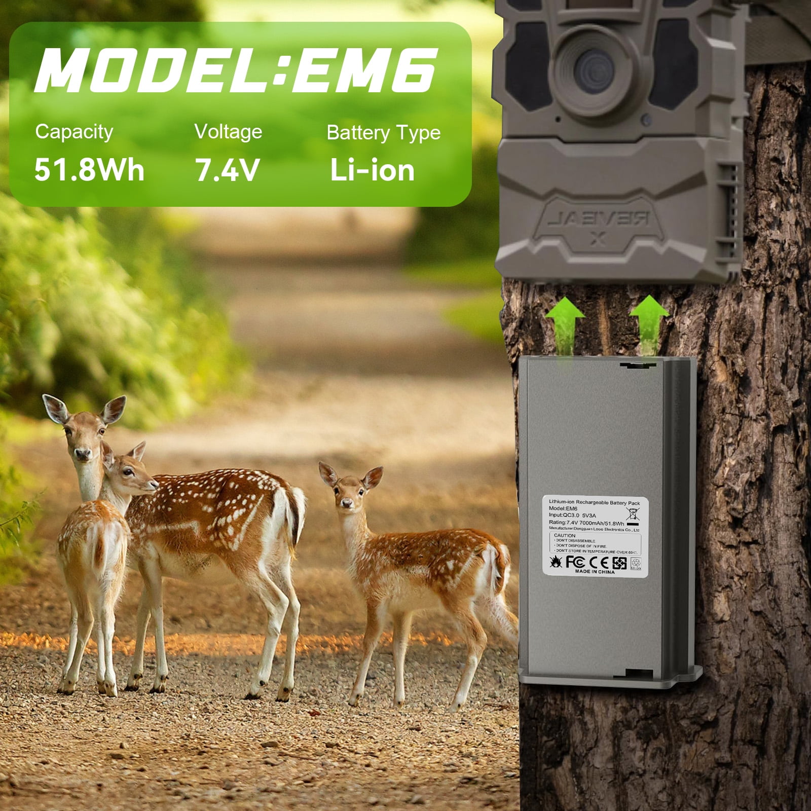 4 Pack 7000mAh for Reveal Lithium Battery Pack, for Trail Camera Lipo Lithium Battery, for Reveal Hunting Cellular Trail Game Camera X Gen 3.0, Pro 3.0, X, X Ultra 3.0,X Pro,X Gen 2.0,XB,SK