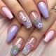 thumbnail image 1 of 24 Pcs Short Ballerinas Press On Nail 3D Flowers False Nail Acrylic Nail Glossy Full Cover Stick on Nail for Woman, 1 of 4