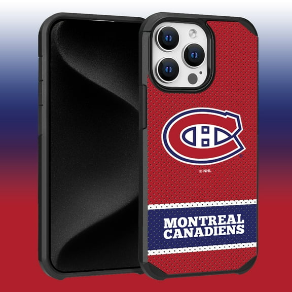 Apple iPhone 15 Pro Max (6.7) - NHL Licensed Montreal Canadiens Team Logo on Jersey Textured Dual Layer Case