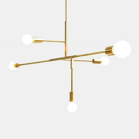 Beautiful Linear Branch Pendant Chandelier - 5 Bulbs Brass Chandelier