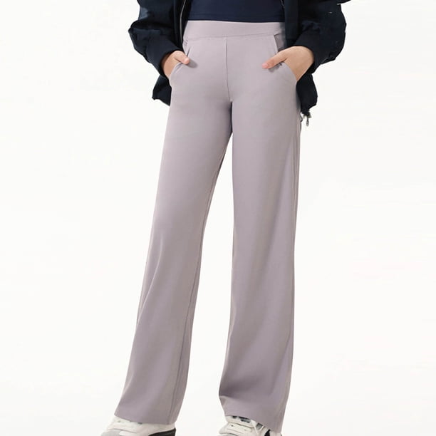 Cowsor Wide Leg Pants for Girls High Waist Relaxed Dress Pants with Pockets