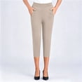 thumbnail image 4 of Noric Women's Plus SizeCapri Pants High Waist Casual Cropped Leggings with Button Pockets for Summer, 4 of 6