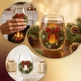 thumbnail image 4 of Christmas Glass Art Cup, Decor Drinking Glass Cup, Stemless Wine Glasses Holiday Glassware for Coffee, Tea, Juice, Milk, Xmas Party Home Festive Decor Gifts (Wreath), 4 of 7