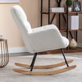 thumbnail image 2 of PORKISS Modern Rocking Chair, Upholstered Teddy Fabric Accent Chairs with High Backrest, Glider Rocker Comfortable Armchair with Padded Seat for Living Room Bedroom Playroom, Ivory, 2 of 9