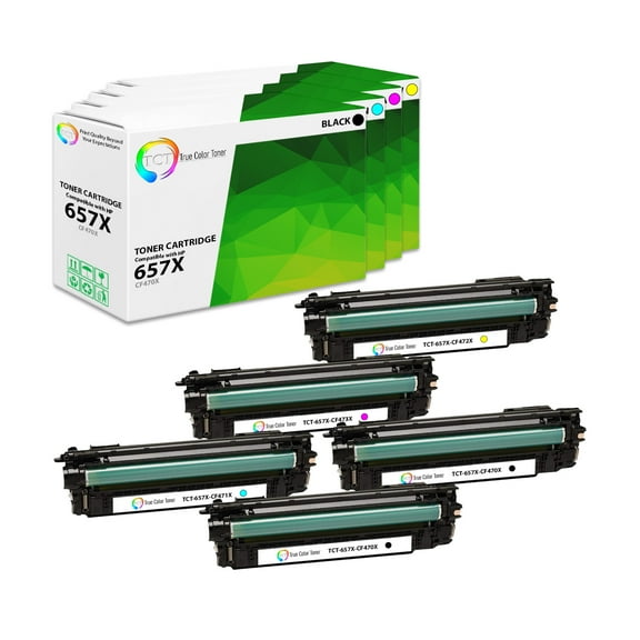 TCT 657X Toner Cartridge 5 Pack - Premium Compatible Replacement for 657X CF470X CF471X CF473X CF472X High Yield