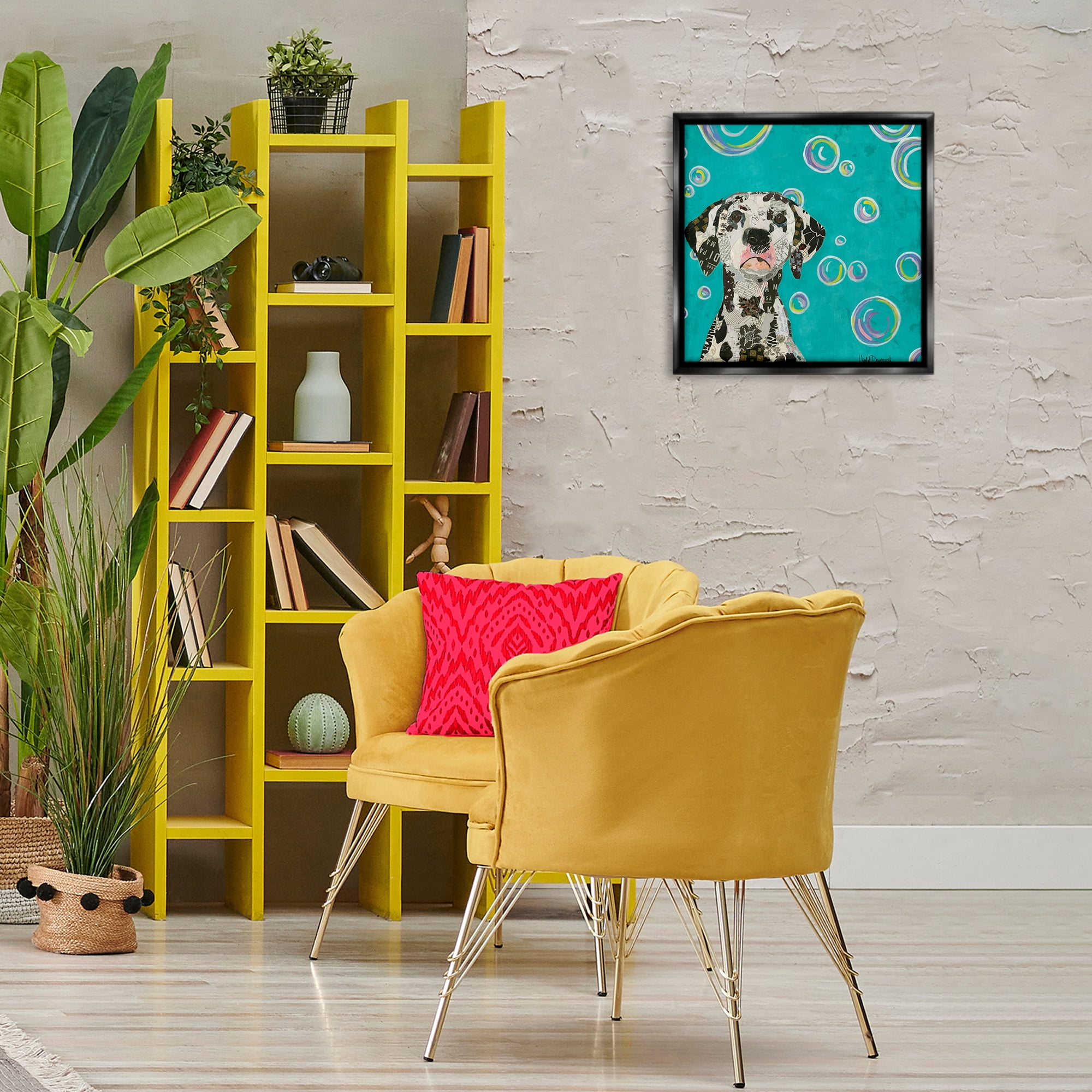 Stupell Industries Love Of Bubbles Collage Animals Painting Black Floater Framed Canvas Art Print Wall Art, 18 x 18