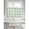 thumbnail image 2 of Sage Green White Buffalo Check Half Window Curtain 36 Inches Long, Farmhouse Plaid Window Treatment Curtain Drapes, Modern Geometric Small Tier Curtains for Bathroom Over Sink, 27.5"x36", 2 Panels, 2 of 6