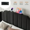 thumbnail image 3 of Amolife Full Size Upholstered Platform Bed Frame with USB Ports & Curved Velvet Wingback Headboard, Black, 3 of 9