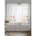 thumbnail image 5 of Sheer Curtains 63 Inch Length, Botanical Wildflowers Semi Sheer Curtains Light Filtering Window Treatment, Spring Farmhouse Floral Grey Plaid Privacy Voile Drapes for Living Room Bedroom 52x63 Inch, 5 of 7