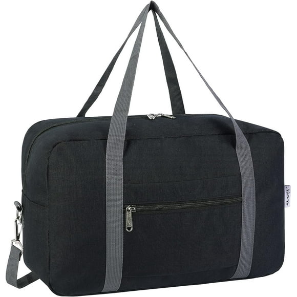 Suitable for Ryanair Under Seat Cabin Bag Foldable Travel Duffel Bag Handbag Carry Luggage Overnight for Men and Women (Black (With Shoulder Strap))