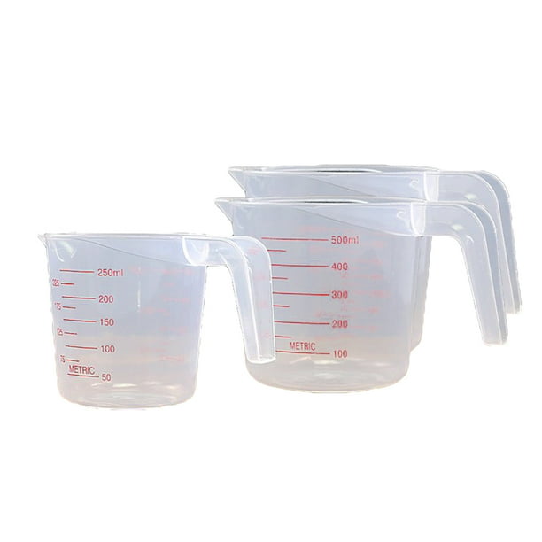 3 tazas medidoras de líquidos de 500 ml y 250 ml, accesorio para hornear, herramienta de cocina, vaso medidor volumétrico de PVC con escala.