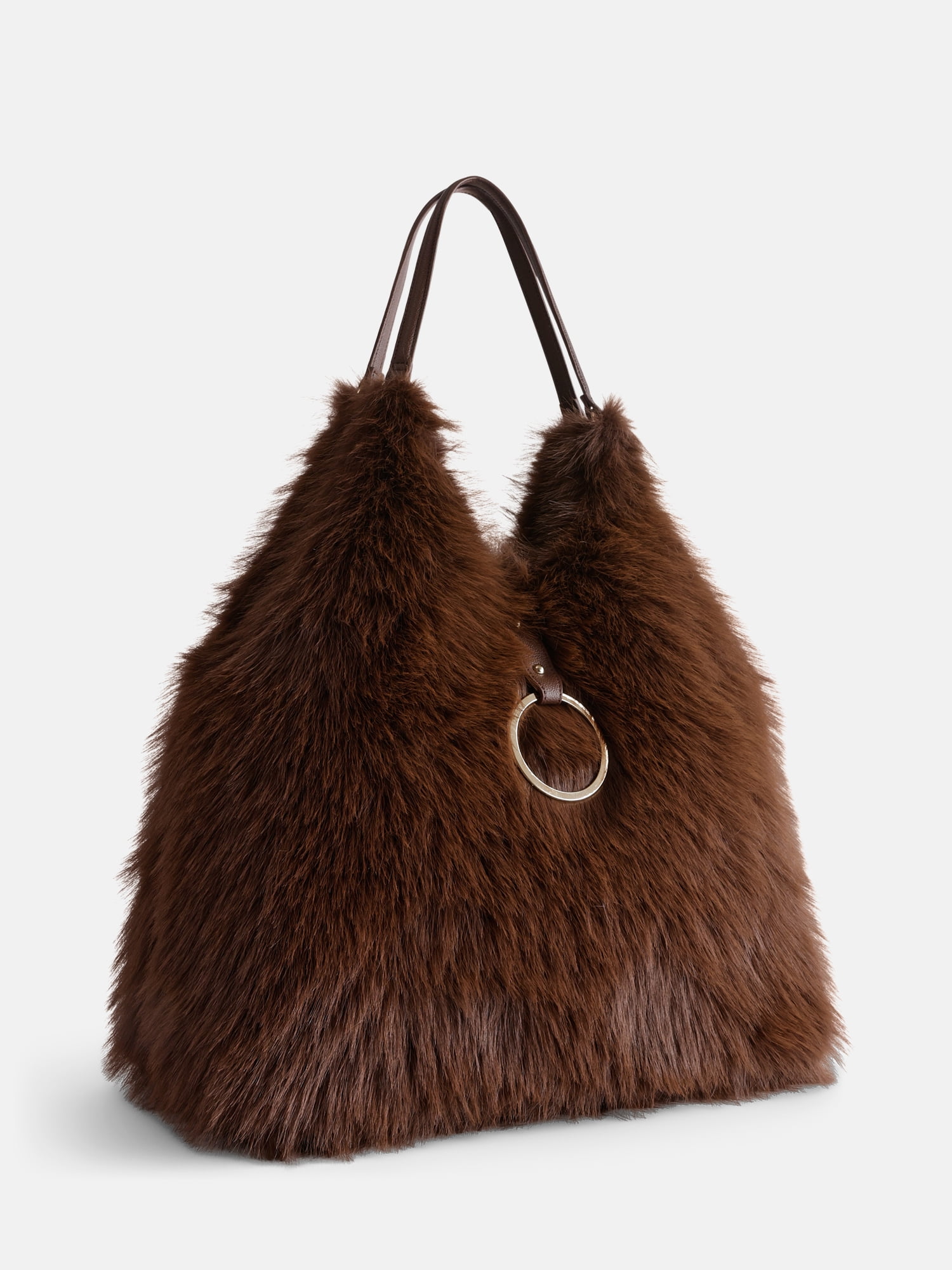 Madden NYC Women's Faux Fur Tote Bag, Chocolate