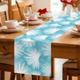 thumbnail image 5 of Table Runners 90 Inches Long Dress Scarves, Aqua Blue Palm Leaves Coastal Farmhouse Coffee/Dining/Kitchen Table Decor Table Runner for Living Room, Summer Tropical Botanical 13x90 Inch, 5 of 9