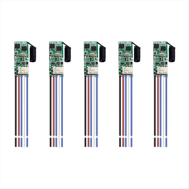 5 Interruptores de Control Remoto Inalámbricos Universales, 1 Canal, Receptor de Relé, Controlador de Luz LED, Kit de Bricolaje, CC 9 V, 12 V, 24 V, 433,92 MHz.