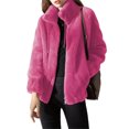 thumbnail image 3 of Sherpa Fleece Jackets for Women Casual Solid Long Sleeve Zipper Hooded Plush Coat Winter Warm Sweater Tops, 3 of 5