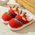 thumbnail image 2 of Rotm Christmas House Slippers Christmas Slippers For Women Men Soft Plush Cozy House Bedroom Warm Reindeer Cute Holiday Slippers Indoor Outdoor Red,5.5, 2 of 5