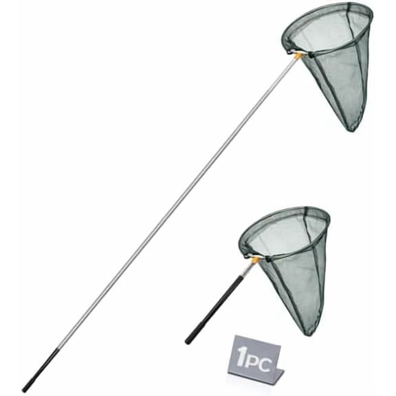 Professional Butterfly Net with 12" Ring, 20" Depth, Extendable Handle to 59" - Durable & Lightweight Insect Catching Net, Stainless Steel & Polyester Build