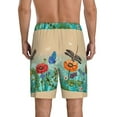 thumbnail image 2 of Balery Colorful Plants And Insects Men's Cotton Knit Pajama Shorts Waistband & Pockets,Short Pajama Pants-X-Large, 2 of 8