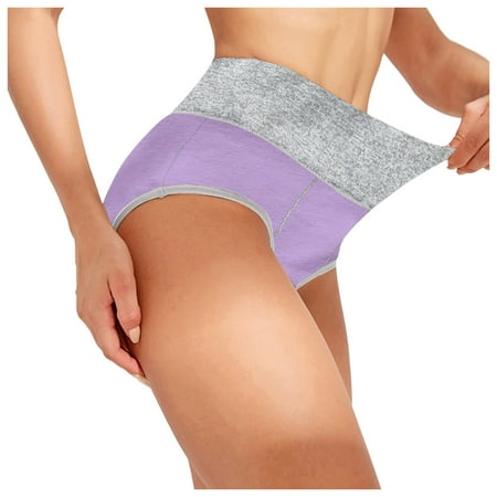 

RPVATI Womens Brief Underwear Tummy Control Patchwork Multipack Briefs High Waisted Sexy Panties 5 Pack Purple 5XL