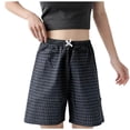 thumbnail image 2 of SOOMLON Womens Pajama Shorts Lightweight Drawstring Bermuda Shorts Fresh Plaid Sleepwear Travel Casual Clothes, 2 of 5