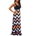 thumbnail image 1 of Innerwin Robes Maxi Col Rond Femmes Longue Robe Vacances Sans Manches Patchwork Été Plage Robe d'Été Noire Vague S, 1 of 2