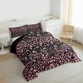 thumbnail image 3 of jejeloiu Chic Cheetah Print Full Size Comforter Sets,Abstract Fulid Art Bedding Comforter Set,Pink Black Bedding Sets For Men Women,Breathable Home Decor Reversible,3pcs, 3 of 8