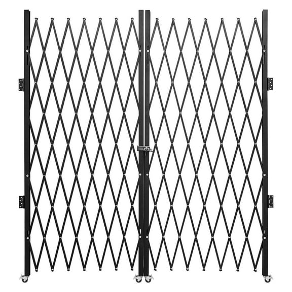 Folding Security Gate 5' H x 10' W, Steel Accordion Door Gate, Expandable Barricade Gate with Keys for Warehouse, Storefront, Hallway