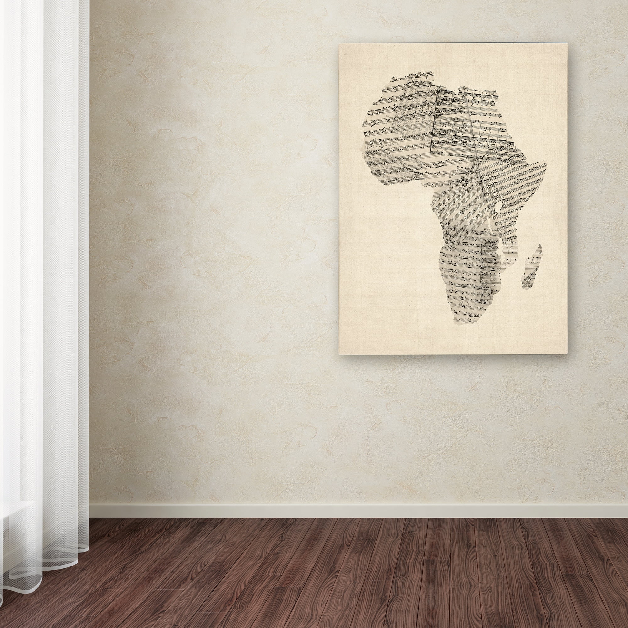 Trademark Fine Art "Old Sheet Music Map of Africa" Canvas Art by Michael Tompsett