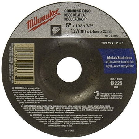 UPC: 0045242218332 | Milwaukee Tool Grinding Disc 5 X1/4 X7/8  49-94-5020