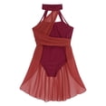 thumbnail image 2 of Sinleey Kids Girls Lyrical Dance Dress Leotard Halter Neck High Low Chiffon Overlay Skirted Leotard Burgundy 8, 2 of 7