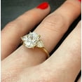 thumbnail image 2 of Jewelerix 3 Stone Moissanite Diamond Ring Plated Yellow Gold Oval Cut Ring 2.15 CT Attractive Engagement Women Ring, 2 of 4