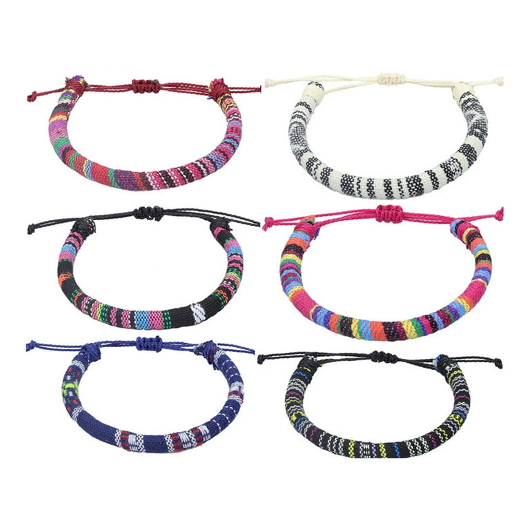 Woven Hippie Bracelets for Teen Girls, Adjustable Girl Braided String  Friendship Bracelet for Women, Boho Braid Rope Surfer Jewelry for Men,Style  4，G151542 
